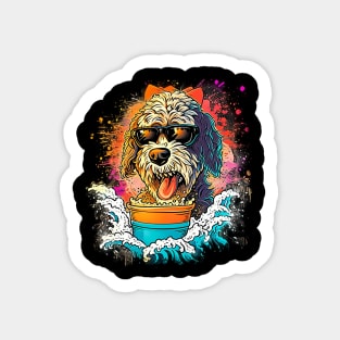 Colourful Cool Golden Doodle Dog with Sunglasses Sticker